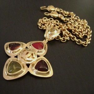 Chanel CC logos multi color poured glass necklace